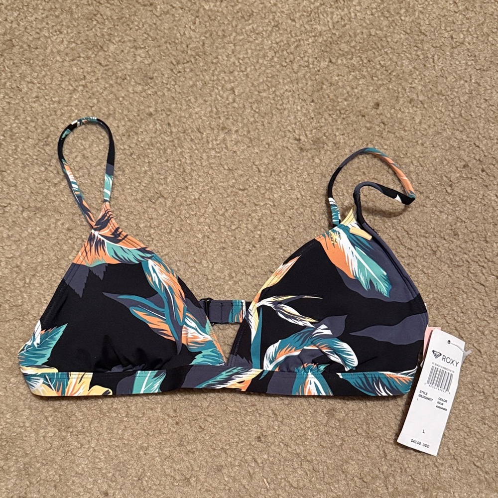 Roxy Multicolor Leaf Print Bikini Top